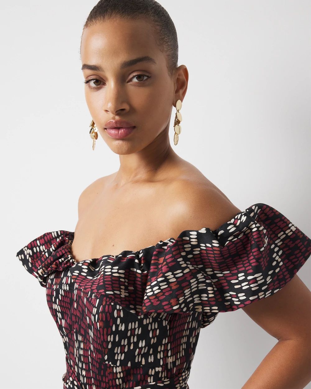 Off-the-Shoulder Poplin Mini Dress | White House Black Market